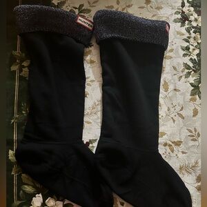 Hunter Black and Silver boot socks tall